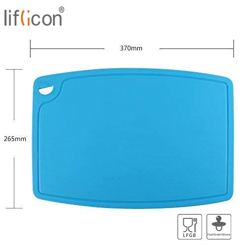 Extra Large Thick Silicone Cutting Boards for Kitchen 14.6'' x 10.43'' Flexible Cutting Chopping Boards (14.6"L x 10.4"W / Blue)