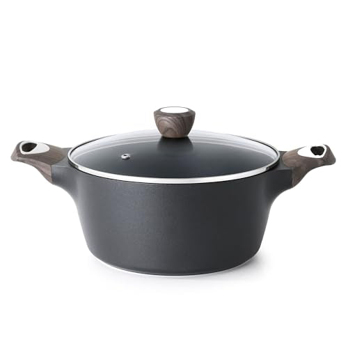 Nonstick Pot Stock Pot with Lid (4.5 Quarts / Classic Black)