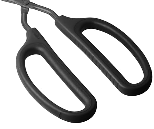 12" Stainless Steel Scissor Tongs with Comfort (12-Inch / Black)