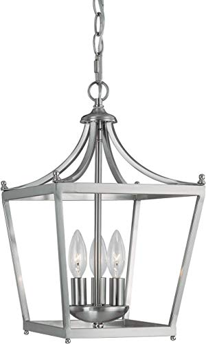 Capital Lighting 4036BN Stanton Geometric Metal Open Frame Lantern Foyer Pendant (3-Light / Brushed Nickel)