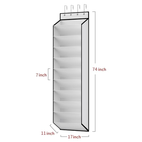 10 Tiers White Over Door Shoe Organizer Storage (White-1 Pack of 10 Pockets)