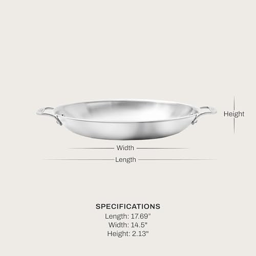 D3® Stainless Steel 14 inch Paella Pan (14 Inch Paella Pan)