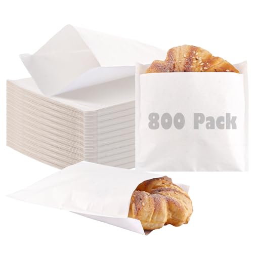 800 Pack Wax Paper Sandwich Bags for Bakery (White-800PCS / 6x7 inch)