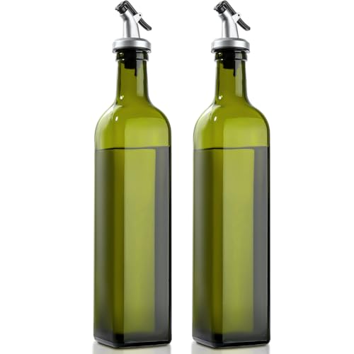 Olive Oil Dispenser Bottle for Kitchen (Green / 17 Ounces-2 Pack)