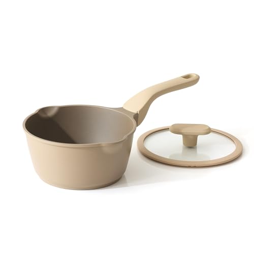 Nonstick Saucepan with Lid (2.7 Quarts / Natural Linen)