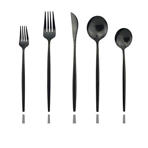 Shiny Black Silverware Set (Service for 4 / Black)