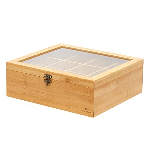 Natural Bamboo Tea Storage Organizer (12 Compartments)