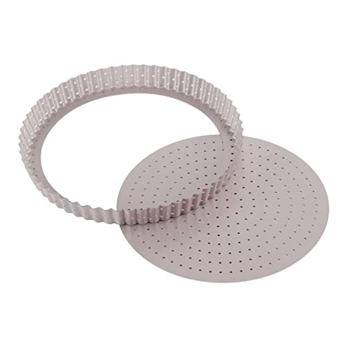 9.5 Inch Round Tart Pan with Holes Removable Loose Bottom (9.5" with Holes Removable Bottom)