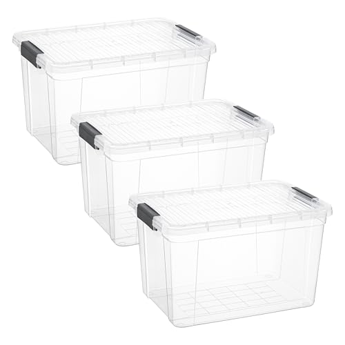26.5 Quart Clear Plastic Storage Boxes with Lids (26 Quart)