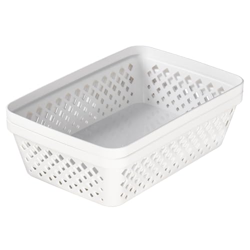 Plastic Storage Basket Set (White / Medium)