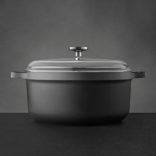 GEM Nonstick Cast Aluminum Stockpot with Glass Lid (7.7 Quarts / Black)