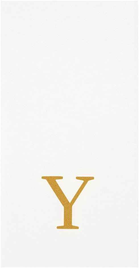 Luxenap 15.8 X 7.9 Inch Linen-Feel Guest Towels, 2000 Lettered Hand Towels - Gold Letter 'Y', Sans Serif Font, White Paper Dinner Napkins, airlaid, For Restrooms And Tables - Restaurantware