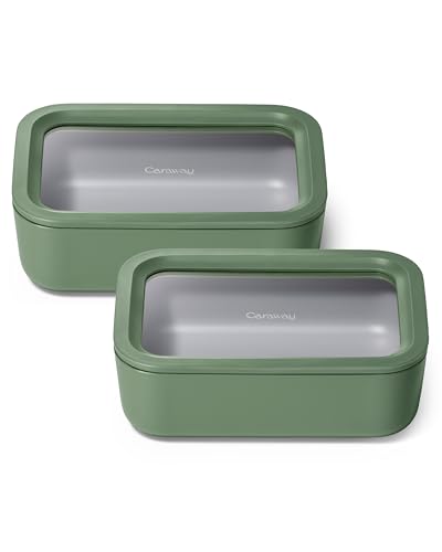 2 Piece Glass Food Storage Set with Lids (Sage / 6.6 Cup Food Storage (2x))