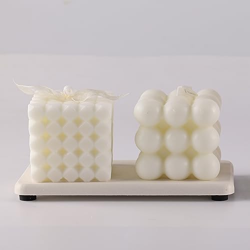 2Pcs Stone Soap Trays Water Absorbing Diatomite Coaster (White / 6.3" x 3.2")