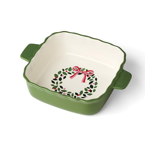 Evergreen Square Scallop Christmas Baking Dish (Square Scallop Baking Dish)