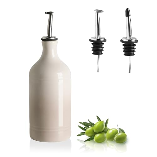 Sweejar Ceramic Olive Oil Dispenser Bottle (15.5 oz, Set of 1 / Gradient Fog Gray)