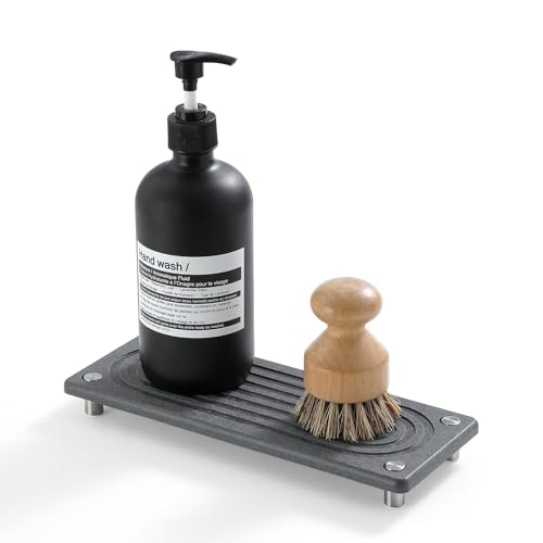 Water Absorbing Stone Sink Caddy Kitchen Sink Organizer Tray (10"x 4" - Charcoal)