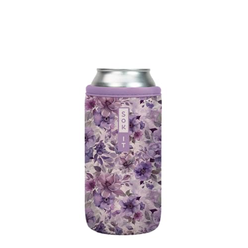 CanSok Sleeve for Beer & Soda Insulated Neoprene Cover (Lilac Meadows / 16oz Can Sleeve)