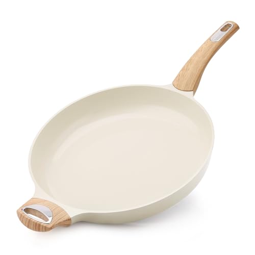 12.5in Ceramic Nonstick Frying Pan Paella Pan (12.5 Inch / CERAMIC White)