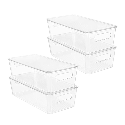 4pcs Clear Stackable Storage Bins with Lids (4 Count)