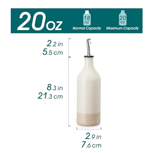 20 Oz Ceramic Olive Oil Dispenser Bottle (20 Ounces / Cream)