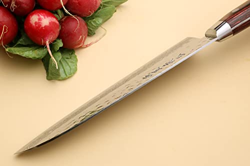 VG10 16 Layer Hammered Damascus Stainless Steel Santoku Chefs Knife (7" / Mahogany Handle)