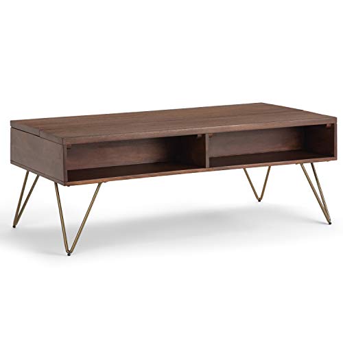 Hunter 48" Wide Solid Mango Wood Coffee Table in Umber Brown (Lift Top Coffee Table / 48 inch / Umber Brown)