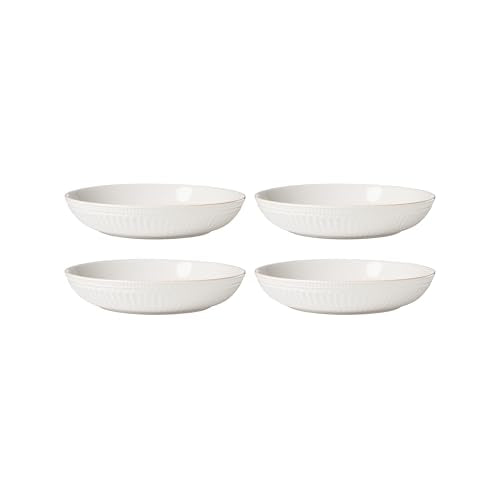 897192 French Perle Scallop Dinner Bowls (Dinner Bowls, Set of 4 / White)