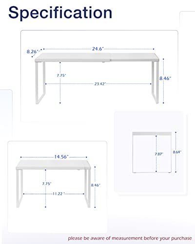 Expandable Cabinet Shelf (White / 8.26’’D * 14.56-24.6’’W * 8.46’’H)