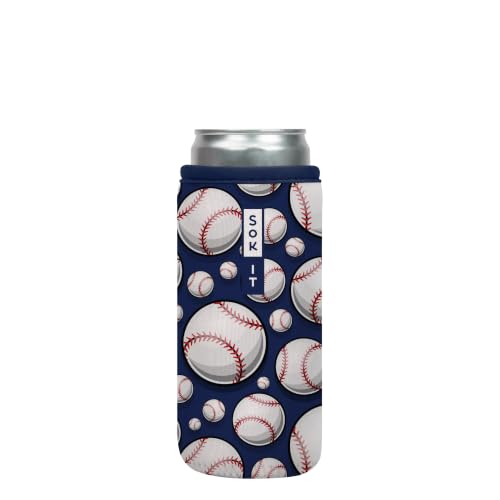 CanSok Sleeve for Beer & Soda Insulated Neoprene Cover (Baseball / 12oz Slim Can Sleeve)