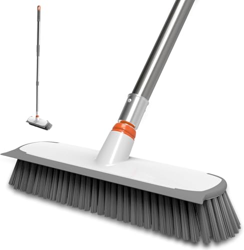 Floor Scrub Brush with Long Handle (Orange)