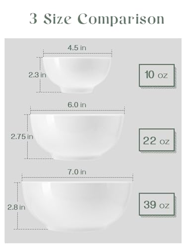 8.5 OZ Small Ceramic Bowls Set of 4 (10 OZ / Soft White)