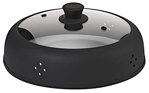 Vented Glass Microwave Plate Cover (Black)