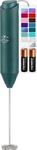 Powerful Milk Frother AA Batteries Included (Pine Green / Compact Frother + Batteries)