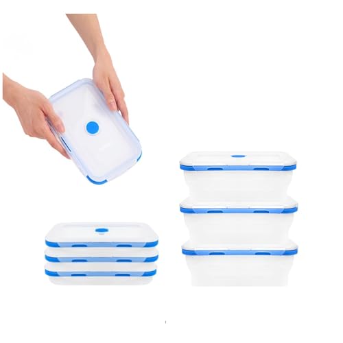 Collapsible Food Storage Containers with Lids (Blue 40oz-3pc)