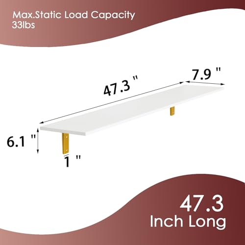 Long Wall Shelves (White and Gold / 47.3 Inch)