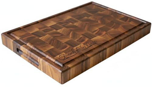 Personalized End Grain Walnut Cutting Board (17x11x2 Inches)