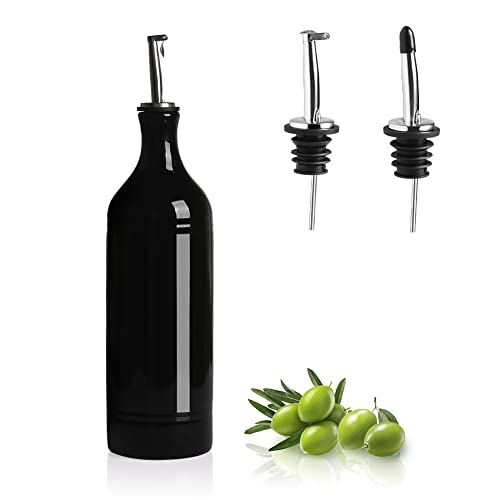 Sweejar Large Ceramic Olive Oil Dispenser Bottle (24 oz, Set of 1 / Black)