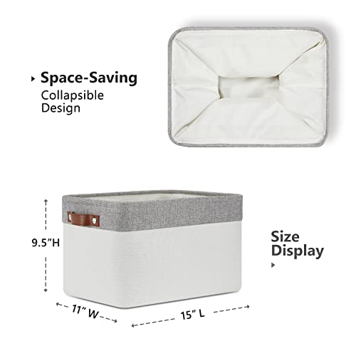 Storage Baskets for Organizing (Grey&White / L-15"x11"x9.5")