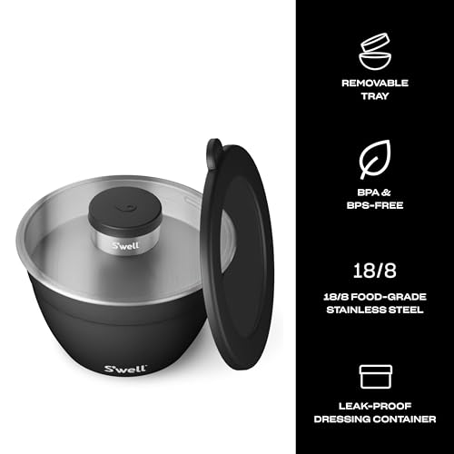 S’well Stainless Steel 64oz Salad Bowl Kit in Onyx