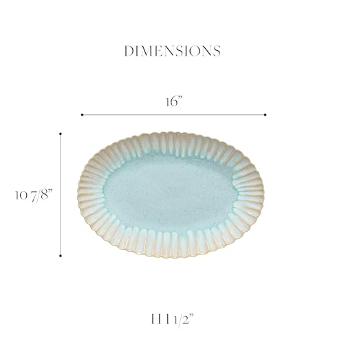 Ceramic Stoneware 16'' Oval Platter (Mallorca Sea Blue / 16'' Oval)