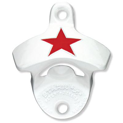Original White with Red Star Wall Mounted Bottle Opener