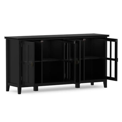 Artisan 66" Wide Solid Wood Sideboard Cabinet in Black (Black / 66 inch)
