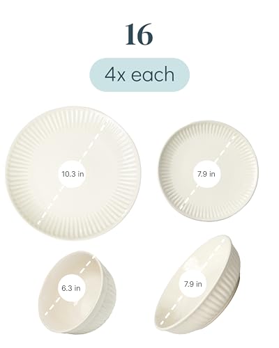 16 Piece Stoneware Dinnerware Set for 4 (Hygge / Beige / Set for 4 (16pcs))