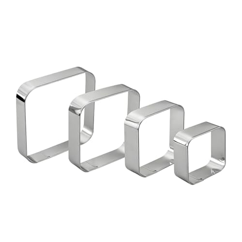 Rounded Square Cookie Cutter Stainless Steel Plaque Cookie Cutters Geometric Frame Cookie Cutters Shapes Molds for Baking 1 Inch Depth (Rounded Square)
