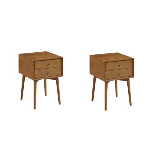 Harper Modern Nightstand Side Accent or End Table with Storage Drawer (Oak Brown / Set of 2)