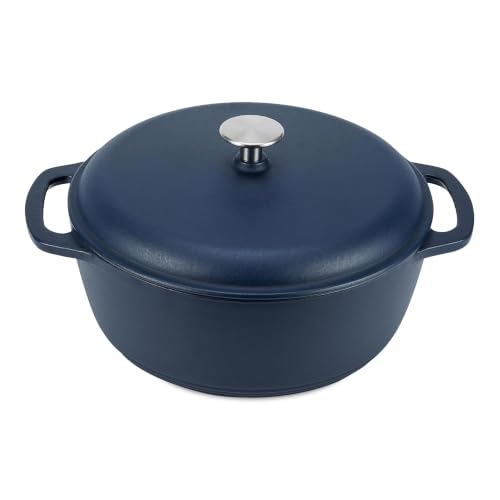 Enameled Cast Iron Dutch Oven Pot with Lid (Matte Navy / 6-Quart)