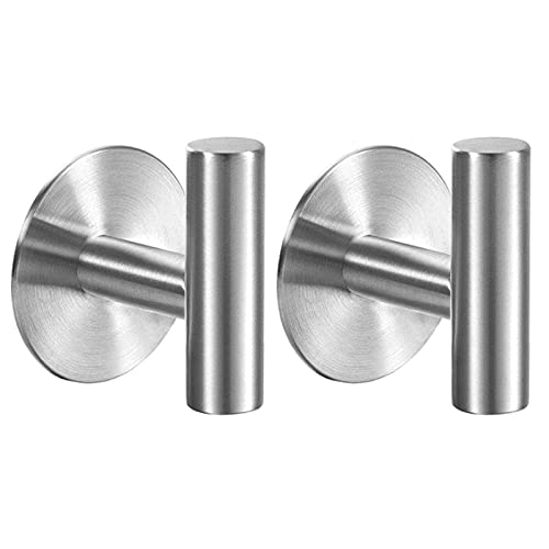 Adhesive Towel Hooks Heavy Duty Wall Hooks Stainless Steel Waterproof Shower Towel Hooks (2 Count)