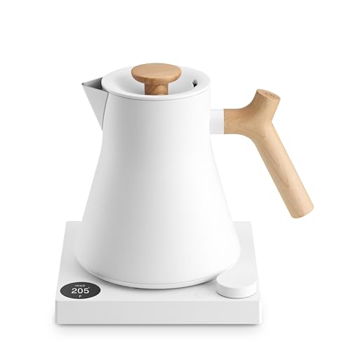 Corvo EKG Pro Small Electric Tea Kettle for Coffee (Matte White with Maple Handle / Corvo EKG Pro)