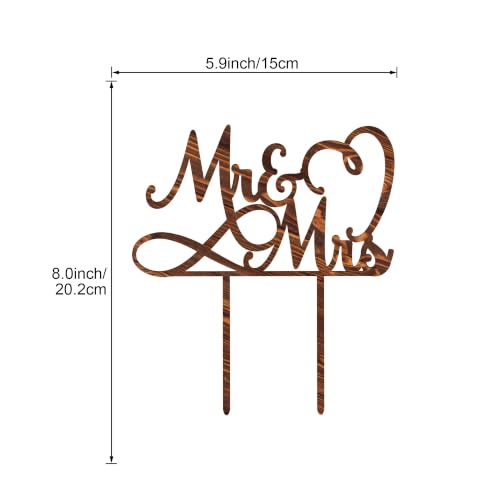 Mr & Mrs Wedding Cake Topper in Wood (Walnut Finish D2)